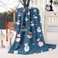 thumbnail image 2 of Blue Christmas Snowman Pattern Blanket,Comfortable Soft Flannel Throw Blanket,All Season,Warm Lightweight Blankets for Sofa Bed Couch Living Room Chair,40"x50", 2 of 4