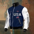 thumbnail image 2 of IWRICH USA Flag Printed Plus Size Jacket for Men 4th of July Independence Day Full Zip Sweatshirts Collar Lightweight Streetwear Blue M, 2 of 3
