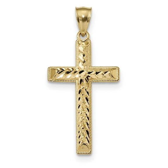 14k Yellow Gold Diamond-cut Latin Cross (19.7x40.1mm) Pendant / Charm