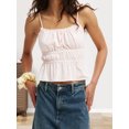 thumbnail image 6 of LMLYSoH Women's Summer Slim Camisole Spaghetti Strap Lace Trim Smocked Tank Tops Streetwear, 6 of 8