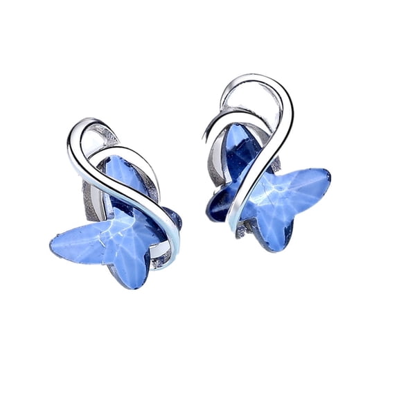 Sterling Silver Butterfly Earrings with Crystals