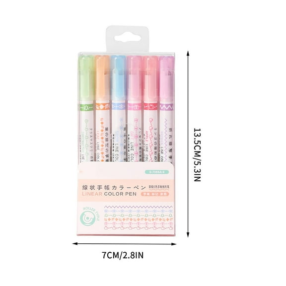 6 Colours Highlighter Set With Different Shapes Highlighters 5ml Markers Coloured Pens Highlighter Pen Set Border Pen