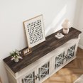 thumbnail image 6 of Cabihome TV Stand, Farmhouse Wooden entertainment center for 75 inch with LED Lights and Glass Door, for Home Whitewash, 6 of 7