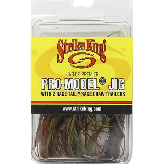 Strike King Premier Pro-Model Jig 3/8oz Rage Craw Green Pumpkin Bass Jig