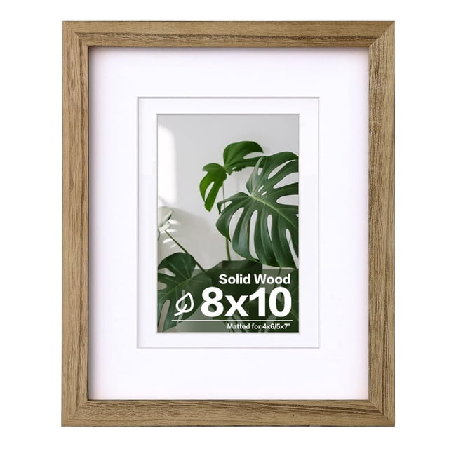 Marco de fotos Egofine 8x10 de madera marrón carbonizada con plexiglás