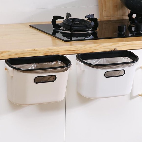 Cagogo under $5 2Pcs Hanging Under Sink Trash Can, Hanging Under Sink Kitchen Trash Can, Small Slim Design Bathroom Garbage Bin, Countertop Food Waste Basket Odor Proof