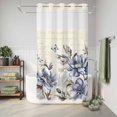 thumbnail image 6 of No Hook Shower Curtain with Built-in Rings - Vintage Butterfly Floral Washable Waterproof Fabric Bathroom Curtains for Hotel,Rentals, Stall 36 X 72 Inch , Blue Beige, 6 of 9