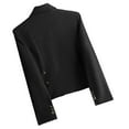 thumbnail image 5 of Htigea Plus Size Cardigan for Women Button Down Long Sleeve Suit Jacket Dressy Business Lapel Blazers Black,L, 5 of 7