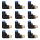 thumbnail image 1 of Conectores de tubo de ángulo recto, junta de enchufe rápido de tubo de aire de 90 grados, 12 Uds. (negro), 1 of 7