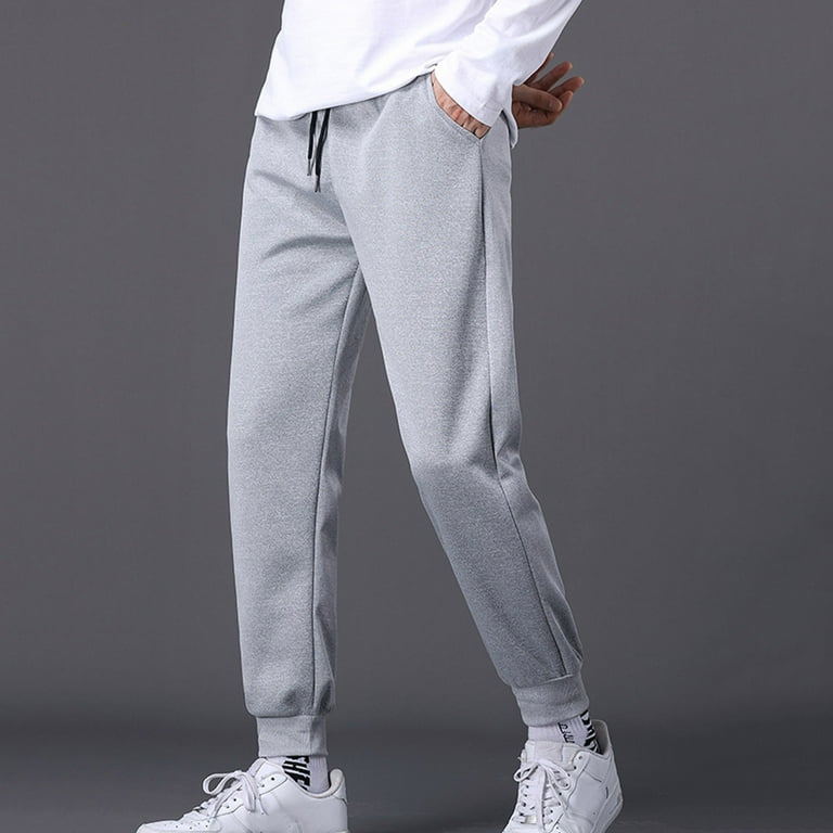 Mens Basic Cuffed Joggers Cotton Blend Jersey Track Pants Loose