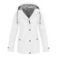 thumbnail image 1 of Veste à Doublure Rayée pour Femmes, Extérieur, Cordon de Serrage, Randonnée, Imperméable, Manteau d'Hiver Chaud à Capuche, Manteau de Sport, 1 of 3