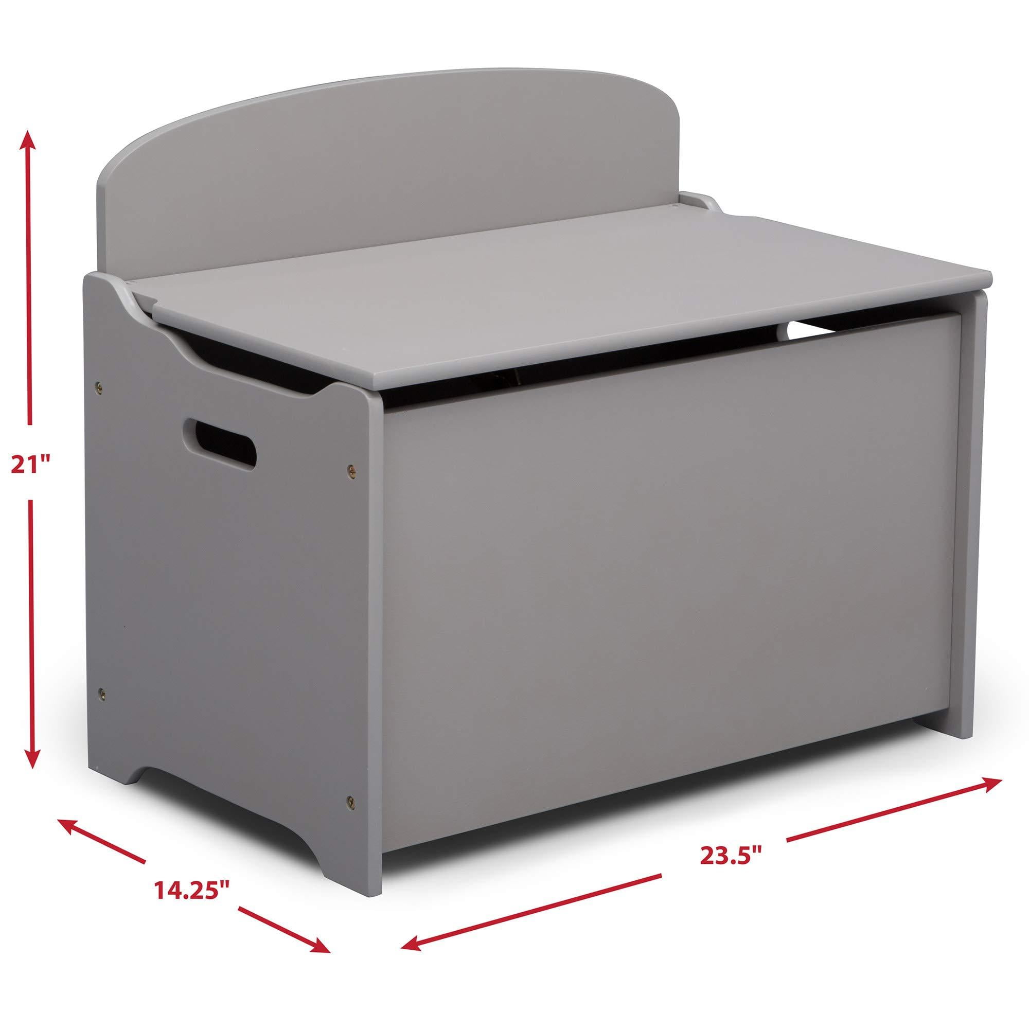 Delta Children MySize Deluxe Toy Box Kid's Room Organizer Storage, Gray