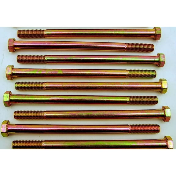 (10) Hex Head 1/2-13 x 8" Grade 8 Bolts Yellow Zinc Screws