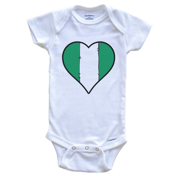 Nigeria Heart Nigerian Flag Baby Bodysuit