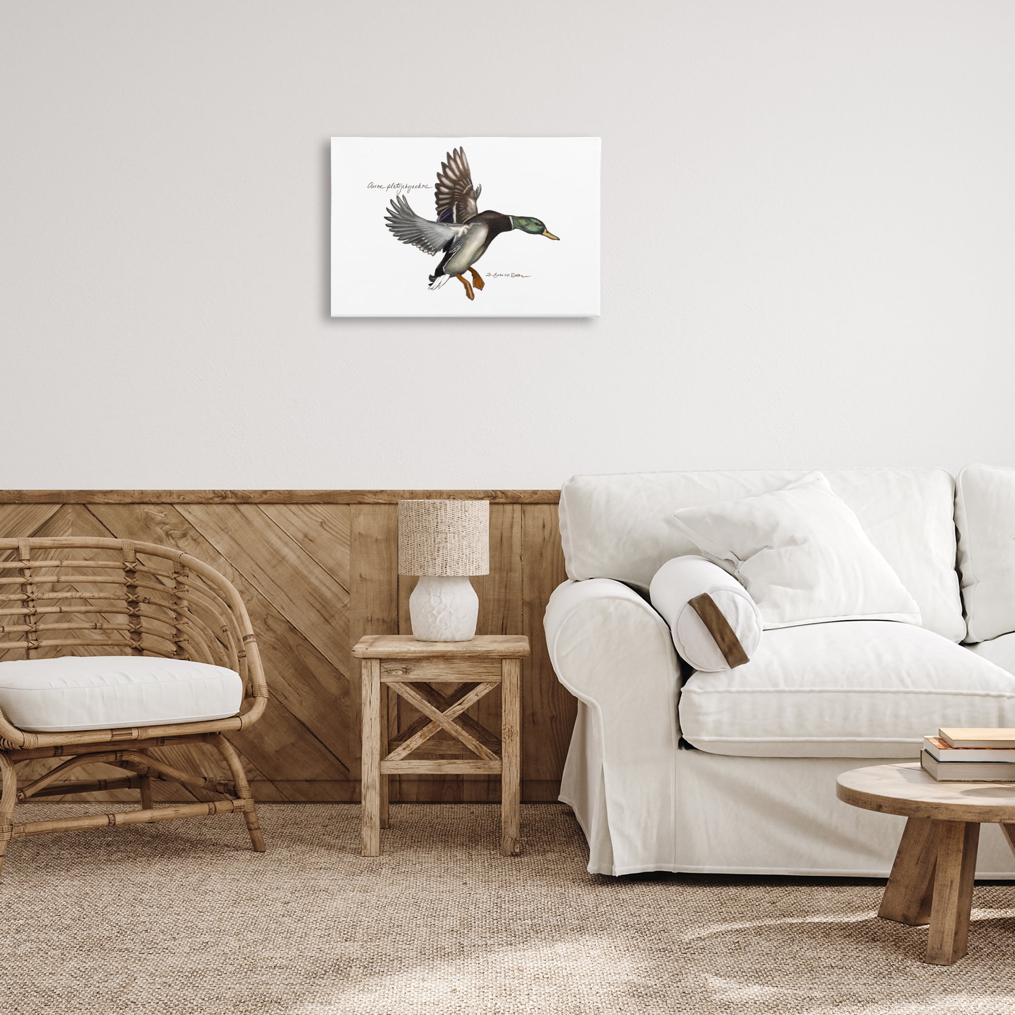 Stupell Industries Flying Mallard Duck Animals & Insects Painting Gallery Wrapped Canvas Art Print Wall Art, 24 x 16