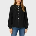 thumbnail image 7 of pstuiky Long Sleeve T Shirts for Women Trendy Crew Neck Solid Color Womens Blouses Formal Loose Fit Button Clothes Outfits Work Blouses for Women, 7 of 7