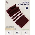 thumbnail image 5 of HUGH UGOLI Knee High Cotton Socks for Girls & Boys, Long Tube School Uniform Socks with Stripes, Soft & Comfortable, Burgundy, 5-6 Years Old, 4 Pairs, 5 of 5