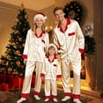 thumbnail image 2 of IWRICH Christmas Pajamas Matching Sets for Family 2025 Satin Long Sleeve Holiday Casual Lounge Soft Xmas Silk Pjs 2 Piece Sets Beige-Women S, 2 of 7