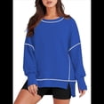 thumbnail image 1 of Sudadera Informal de Cuello Redondo para Mujer, de Larga, Holgada, , con Costuras en Contraste, para Otoño. Azul XL, 1 of 8