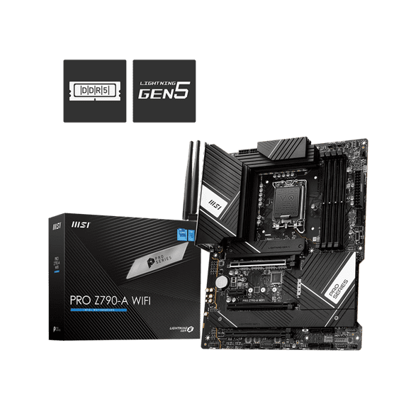 MSI INTEL ATX ProSeries Motherboard, PRO Z790-A WiFi, LGA 1700, DDR5, Wi-Fi 6E