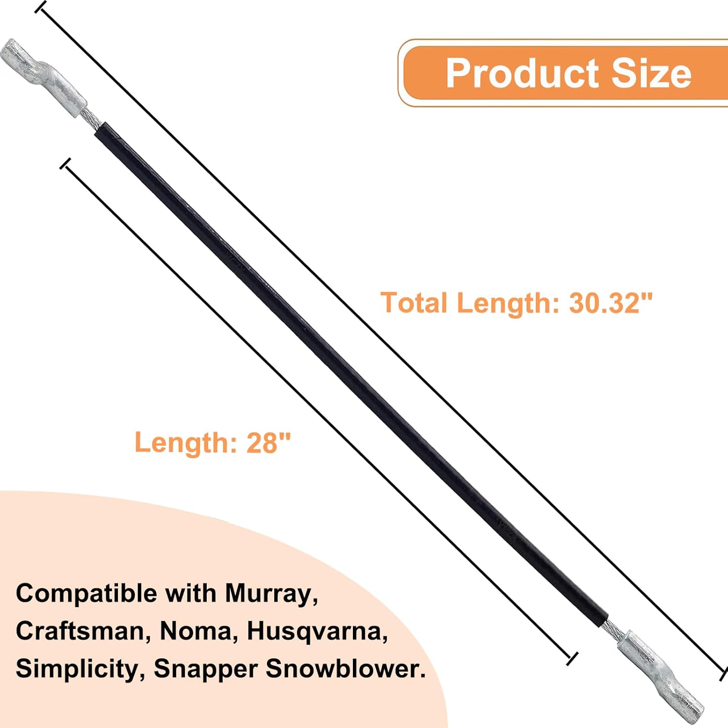 Upper Drive Clutch Cable For Murray Snowblower - Replaces 1501123MA
