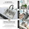 thumbnail image 4 of Azuni Calais Dual Mount 22" Stainless Steel Single Bowl Laundry Sink with Strainer C122, 4 of 10