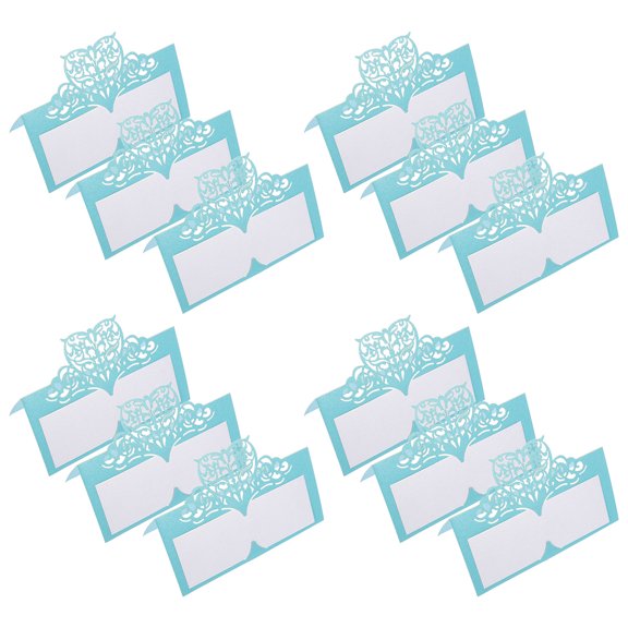 HOMEMAXS Sky Blue Iridescent Paper Place Cards for Weddings and Parties Elegant Table Decor 50pcs