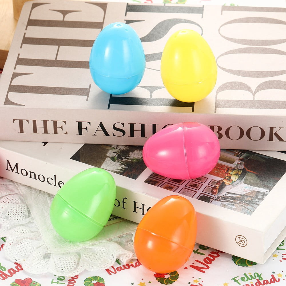 4 Packs Easter Egg Party Favor- Plastic Decorative Eggs for Festive Decorations, Treasure Hunt Game Supplies, Craft Containers, Colorful Hollow Eggs for Holiday Party Decor & Celebration Activities