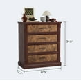 thumbnail image 3 of Farmhouse 4 Drawer Dresser for Bedroom, Tall Chest of Drawers with Metal Handles, Rustic Wooden Dresser TV Stand, for Living Room, Hallway, Brown, 3 of 8