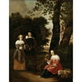 thumbnail image 2 of Hendrick van der Burgh 12x14 Gold Ornate Wood Frame and Double Matted Museum Art Print Titled - A Couple and a Shepherdess in a Landscape (1661), 2 of 4
