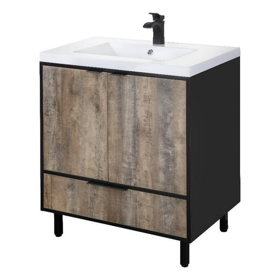 Cutler Kitchen and Bath London 36" Wood/Cultured Marble Bathroom Vanity in Black