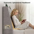 thumbnail image 3 of Ergonomic Upholstered Headboard Queen Size w/Charging Station, Linen Wingback Headboards w/Storage Pocket, Queen Headboard Only, Bed Frame Adapters, Sturdy Stable Solid Wood Bed Head Board, Beige, 3 of 8