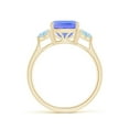 thumbnail image 2 of ANGARA Natural Cushion 2.15 ct Tanzanite & Trillion Aquamarine 3 Stone Ring in 14K Yellow Gold for Women (Size-8mm) | December Birthstone, Anniversary, Jewelry Gift for Women | Natural Tanzanite Ring, 2 of 10