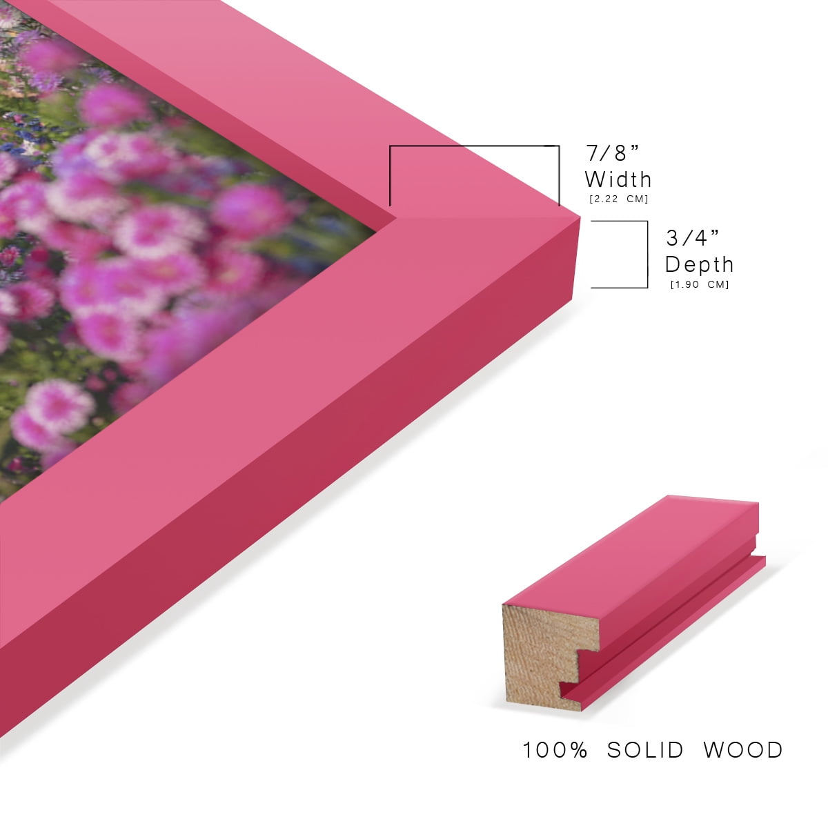 Modern Real Wood 8x10 inch Picture Frame in Hot Pink