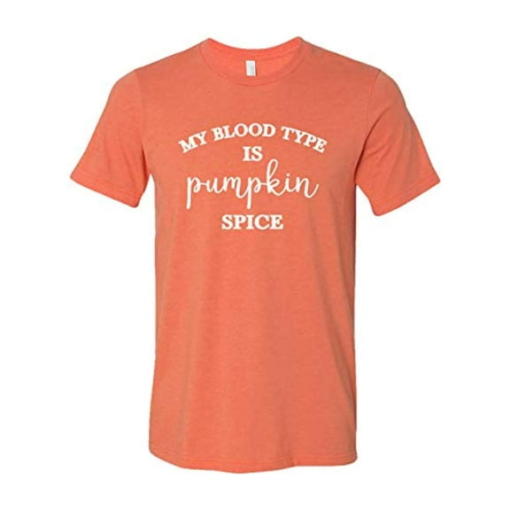 Blood Type Pumpkin Spice Adult Unisex Short Sleeve T-Shirt-Heather Orange-Small