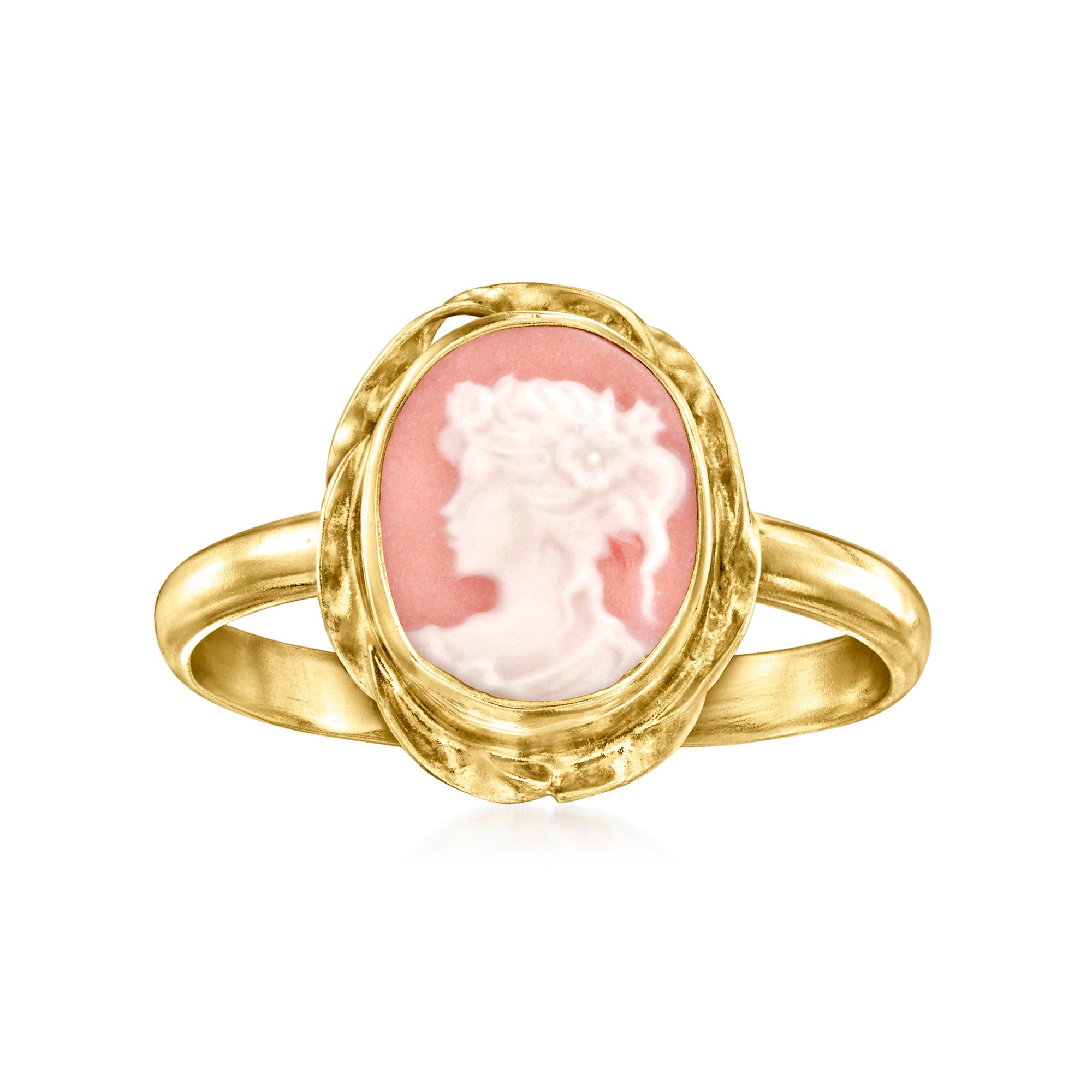 Ross-Simons Italian Pink Porcelain Cameo Ring in 18kt Gold Over Sterling, Women's, Adult