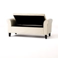thumbnail image 6 of GZXS Upholstered Storage Bench, 50"W Button-Tufted Linen Bench with Rolled Arms & Lift-Top Storage Compartment, for Entryway, Bedroom, Living Room (Ivory), 6 of 10
