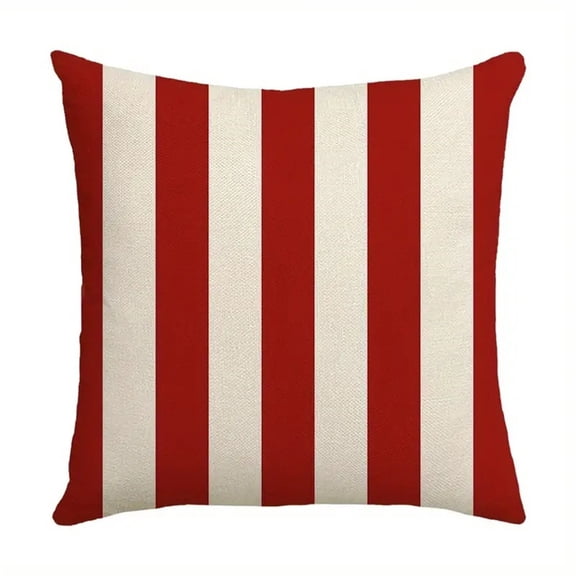 Cotton Linen Pillow Case for 4th of July Decor Independence Day Cushion Cover Memorial Day Red White Blue Decoration Square Pillow Case 18x18 Inches Soft Couch Cushion Cover Home Art