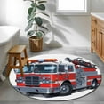 thumbnail image 4 of Fire Trucks Large Area Rugs for Bedroom Living Room, Soft Non Slip Carpet Bedside Rug, Modern Cartoons Vehicles Round Floor Cover Kitchen Accent Rug 3' for Dining Room/Office, 4 of 9