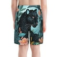 thumbnail image 3 of Cauagu Black Panther Floral Illustration Print Swim Trunks for Men,Youth Boys Swim Shorts Compression Liner Beach Shorts Boys' Swimming Shorts 7-20 Years Bathing Suit-Small, 3 of 7