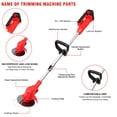 thumbnail image 6 of 21V Cordless String Trimmer with 2 X 1.5Ah Battery and Charger, Electric Weed Wacker Battery Powered Weed Eater String, Mover for Yard, Garden, Red, 6 of 10