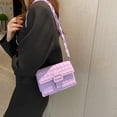 thumbnail image 4 of Bolso de cuero artificial con forma de rombo, tendencia, nueva moda, bolso de mensajero, bolso pequeño sencillo de un solo hombro, morado, 4 of 5