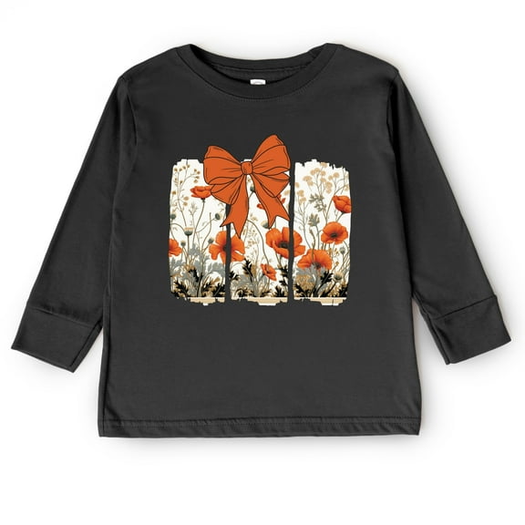 Coquette Fall Floral Orange - Toddler Long Sleeve Graphic Tee