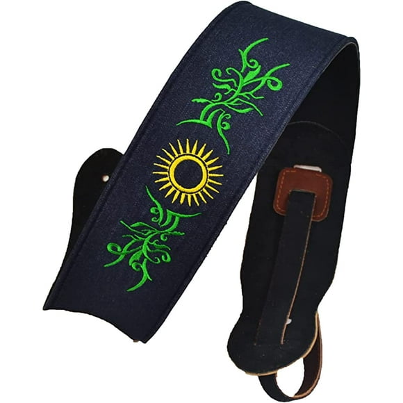 Correa para guitarra Strap o Tahali para guitarra acústica, bajo eléctrico, guitarra eléctrica Kidam  Elegance XL Sol verde/amarillo