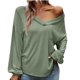 thumbnail image 1 of Camiseta de manga larga de punto con cuello en V para mujer, Color sólido, cómoda, informal, para otoño e invierno, Top que combina con todo Pompotops FGAJ16381, 1 of 5