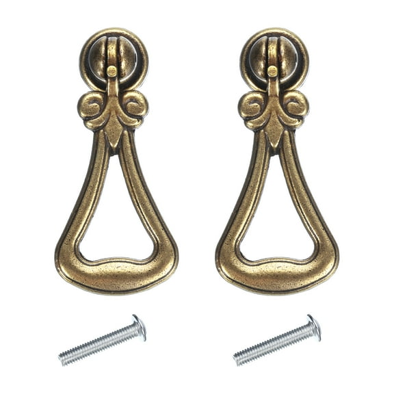 2 Sets Vintage Pendant Drawer Pulls with Screw for Dresser Drawer, Bronze(2.4" Long)