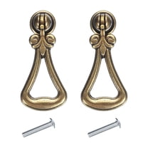 2 Sets Vintage Pendant Drawer Pulls with Screw for Dresser Drawer, Bronze(2.4" Long)