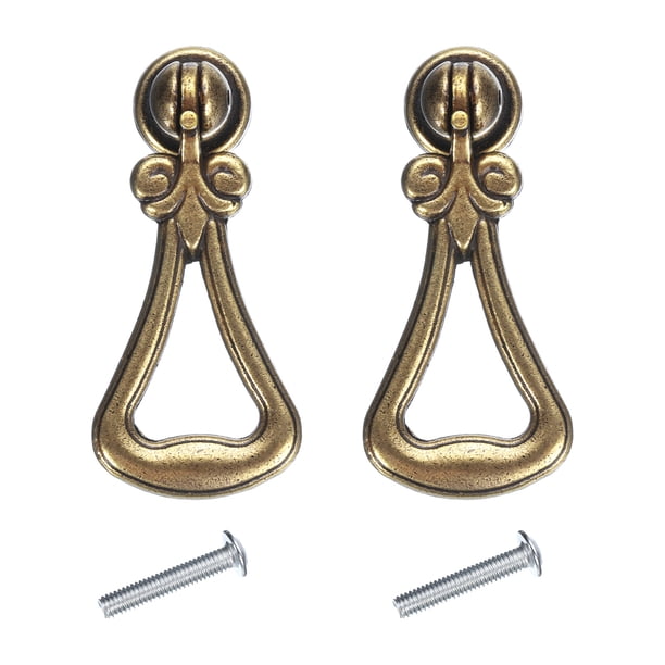 2 juegos de tiradores de cajón vintage con tornillo para cajones de tocador, bronce (6.1 cm de largo)
