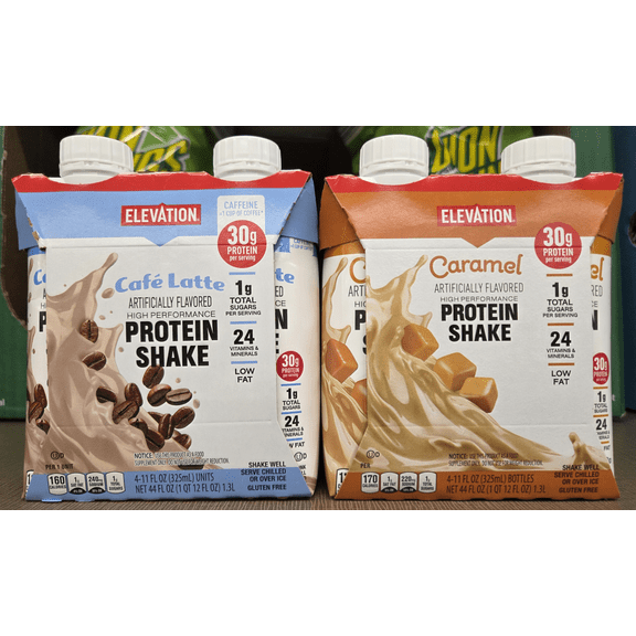 Elevation Drink Mix Milk Shake Café Latte & Caramel 44fl oz 1.3 litter (2 Packs)