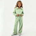 thumbnail image 6 of Enjoytime Girls Outfits Collared Quarter Zip Sweatshirt Pants 2 Piece Set Kids Casual Fashion Long Sleeve Sweatsuit, 6 of 7